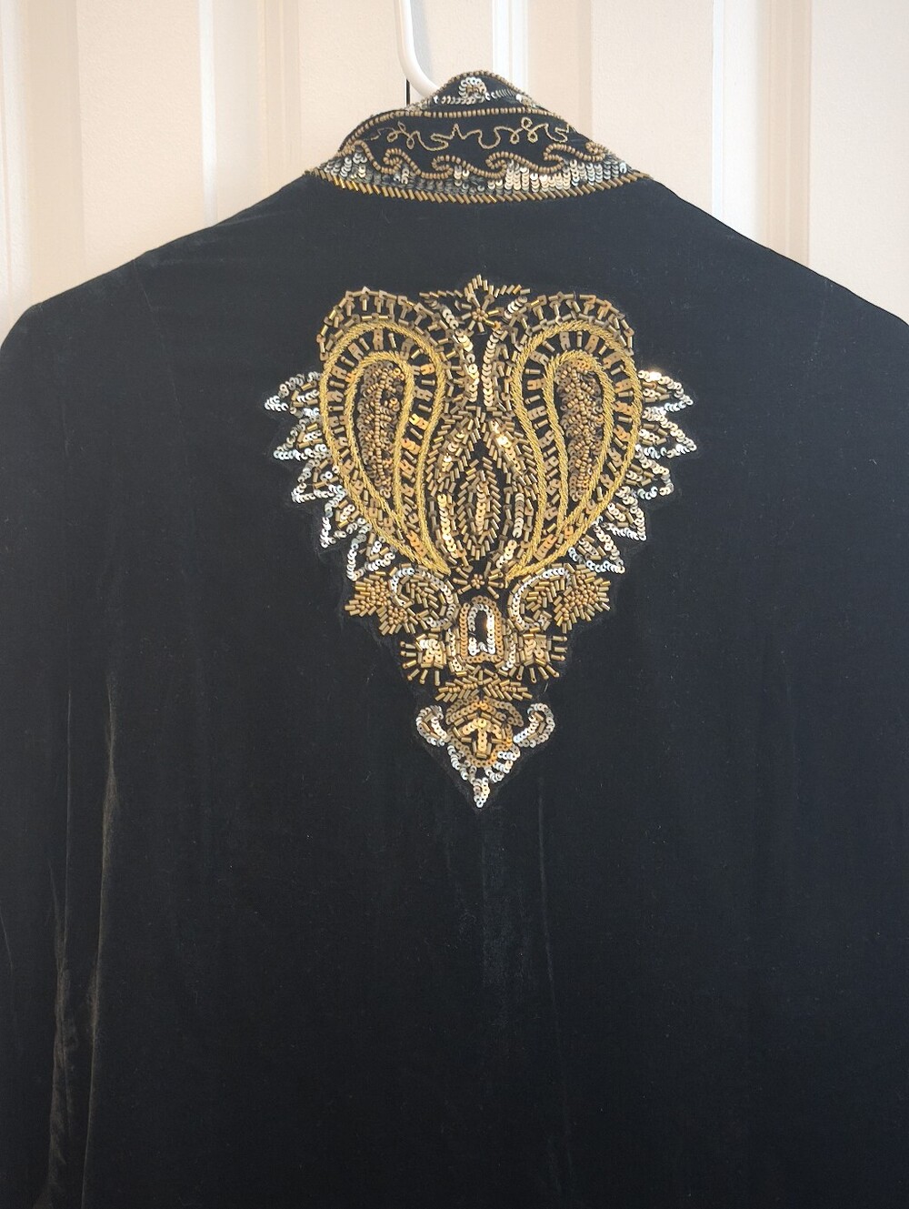 Soft Surroundings Heritage Black Velvet Embellished Duster Coat - Picture 9 of 10